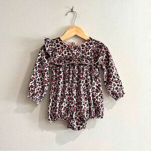 Pink Chicken Baby Girl Long Sleeve Leopard Print Bubble Romper Size 6/12M